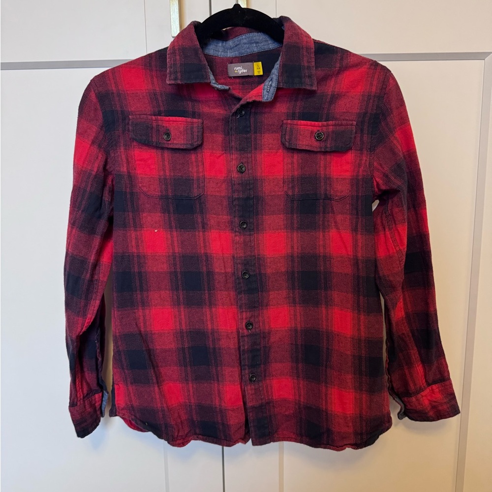 Girls 100% cotton Red and Black Plaid Shirt